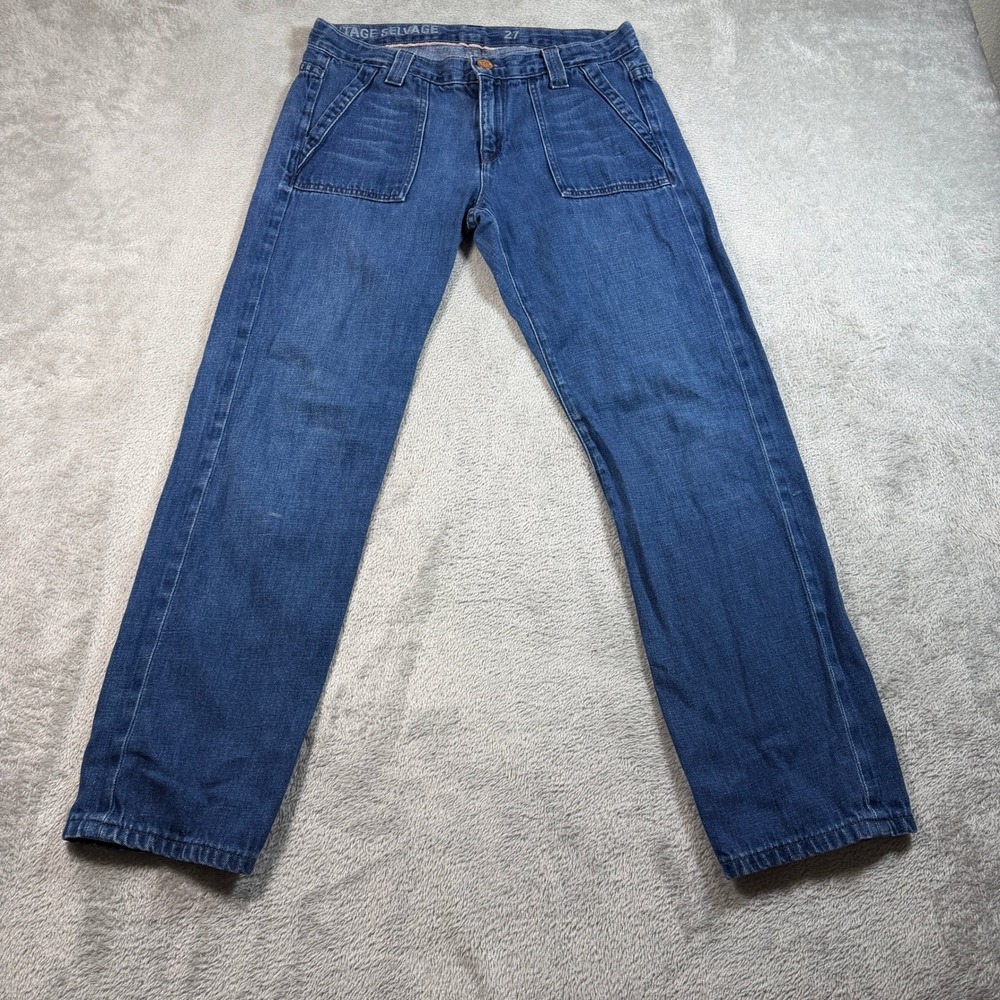J.Crew Vintage Selvage Jeans Women 27 (Fit 32x29) Blue Straight Leg Sailor